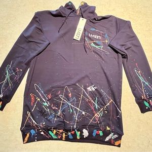 A men’s “Livdon” brand sweatshirt. Size is 2XL but RUNS SMALLER. Navy blue.